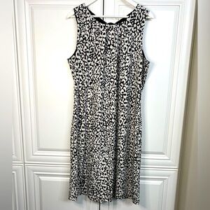 EUC Lori Michaels Size XL Sleeveless Midi Dress Black White Print Summer Sun